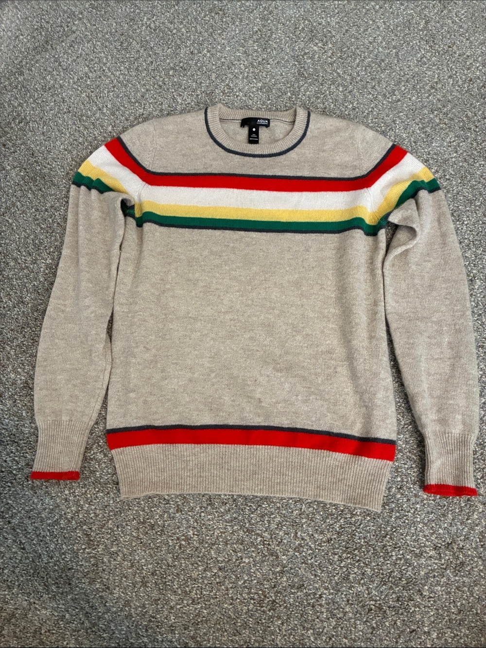 Aqua Cashmere Sweater Sz XS Beige Striped